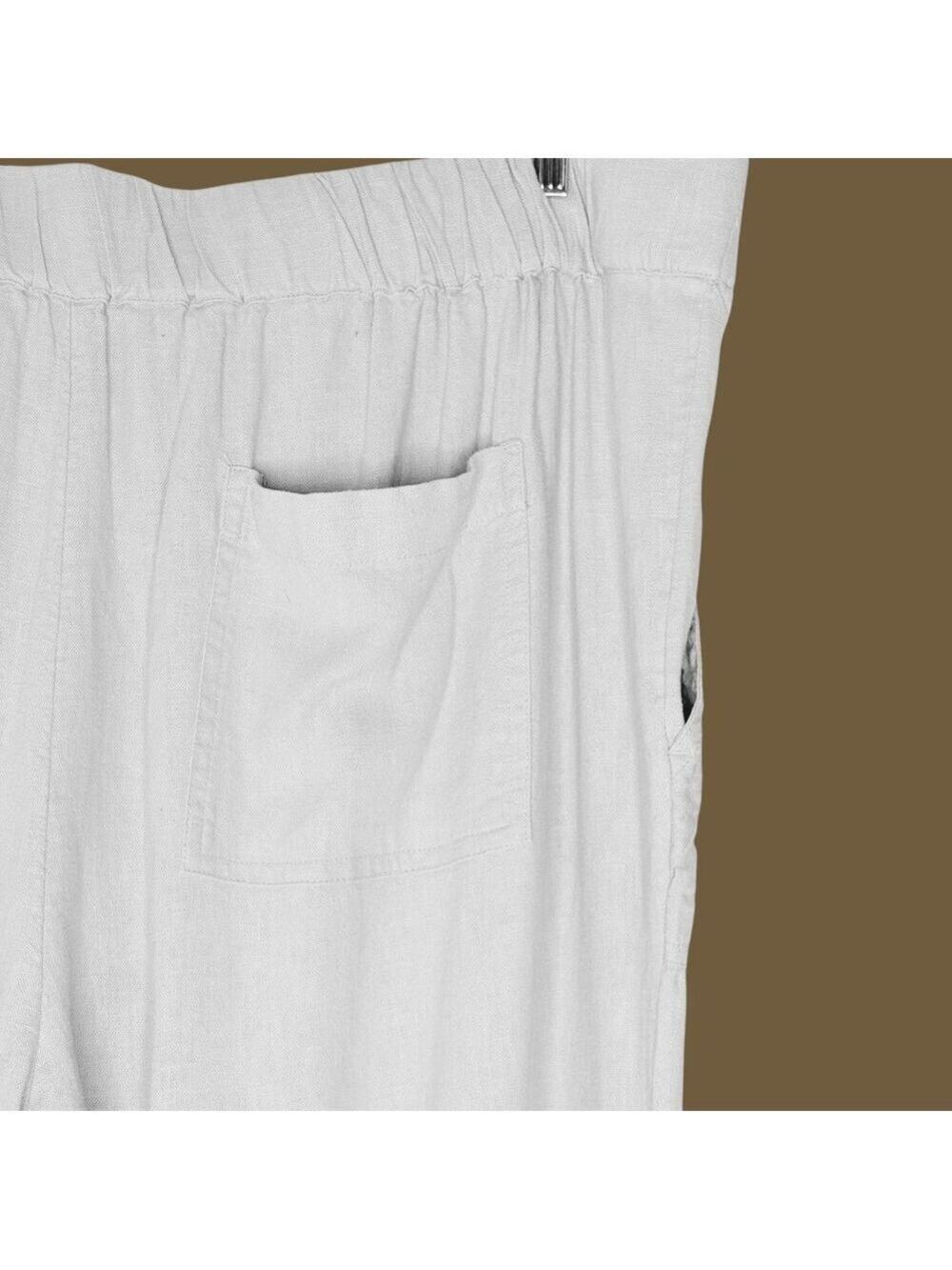 Naturals D&Co Womens Wide Leg Linen Pants Size XL Beige Coastal Laggenlook - Picture 7 of 8